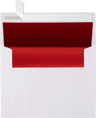 White with Red Foil Lining 32lb A2 Invitation Envelopes (4 3/8 x 5 3/4) with Peel & Seal