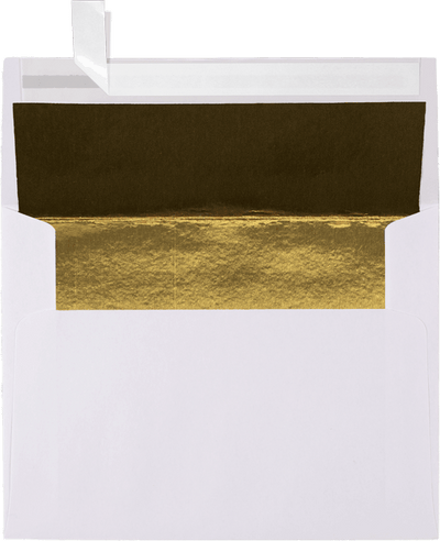 White with Gold Foil Lining 32lb A2 Invitation Envelopes (4 3/8 x 5 3/4) with Peel & Seal