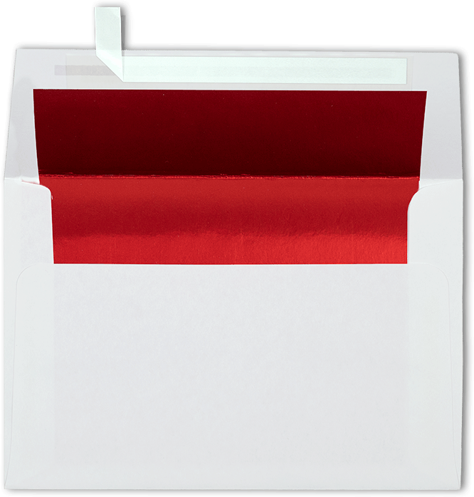 White with Red Foil Lining 24lb A4 Invitation Envelopes (4 1/4 x 6 1/4) with Peel & Seal