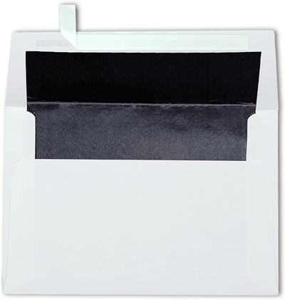 White with Black Foil Lining 24lb A4 Invitation Envelopes (4 1/4 x 6 1/4) with Peel & Seal
