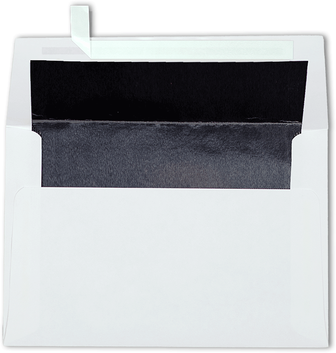 White with Black Foil Lining 24lb A4 Invitation Envelopes (4 1/4 x 6 1/4) with Peel & Seal