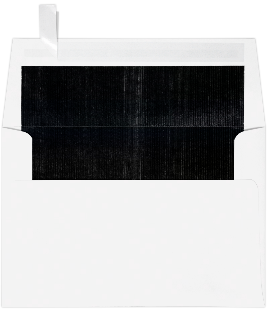 White with Black Foil Lining 24lb A4 Invitation Envelopes (4 1/4 x 6 1/4) with Peel & Seal
