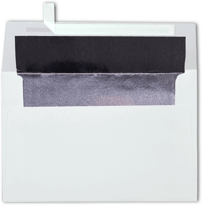 White with Silver Foil Lining 24lb A4 Invitation Envelopes (4 1/4 x 6 1/4) with Peel & Seal