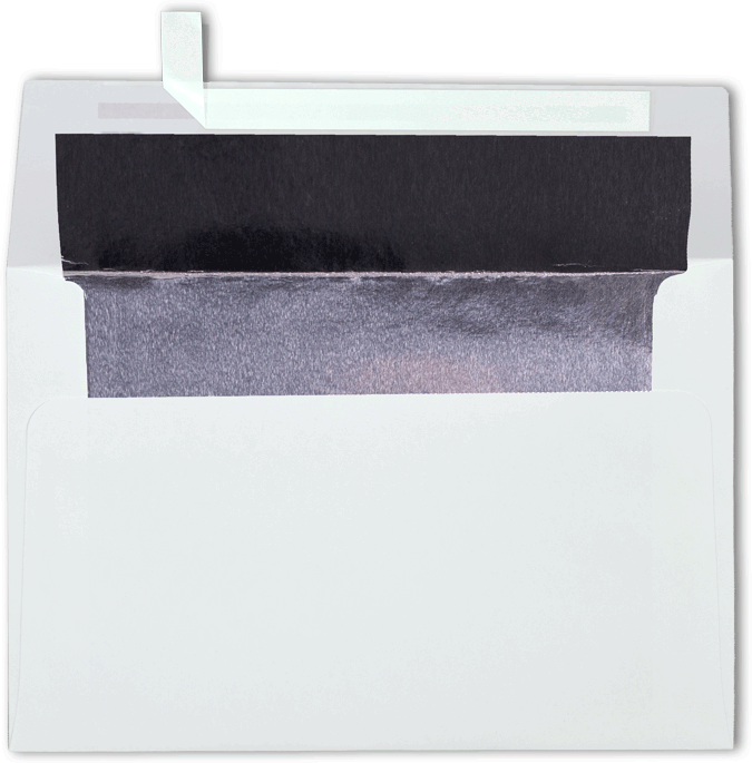 White with Silver Foil Lining 24lb A4 Invitation Envelopes (4 1/4 x 6 1/4) with Peel & Seal