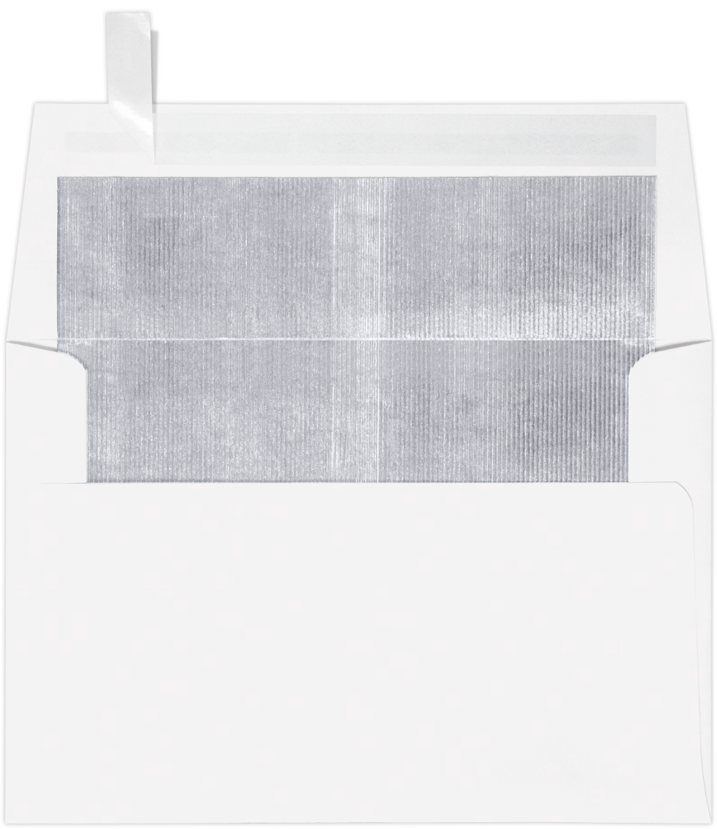 White with Silver Foil Lining 24lb A4 Invitation Envelopes (4 1/4 x 6 1/4) with Peel & Seal