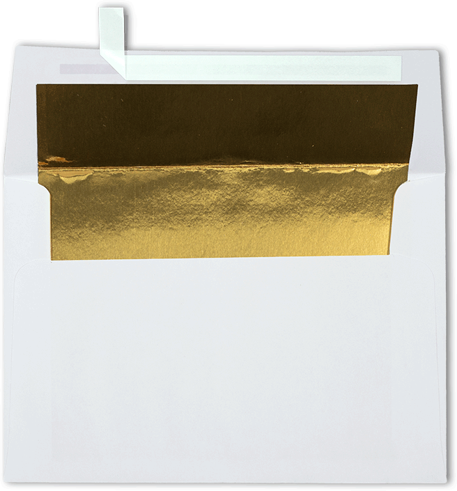 White with Gold Foil Lining 24lb A4 Invitation Envelopes (4 1/4 x 6 1/4) with Peel & Seal