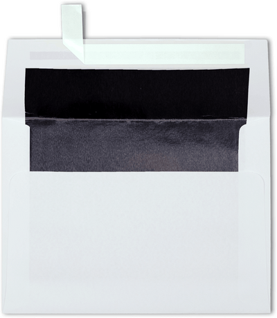 White with Black Foil Lining 24lb A6 Invitation Envelopes (4 3/4 x 6 1/2) with Peel & Seal