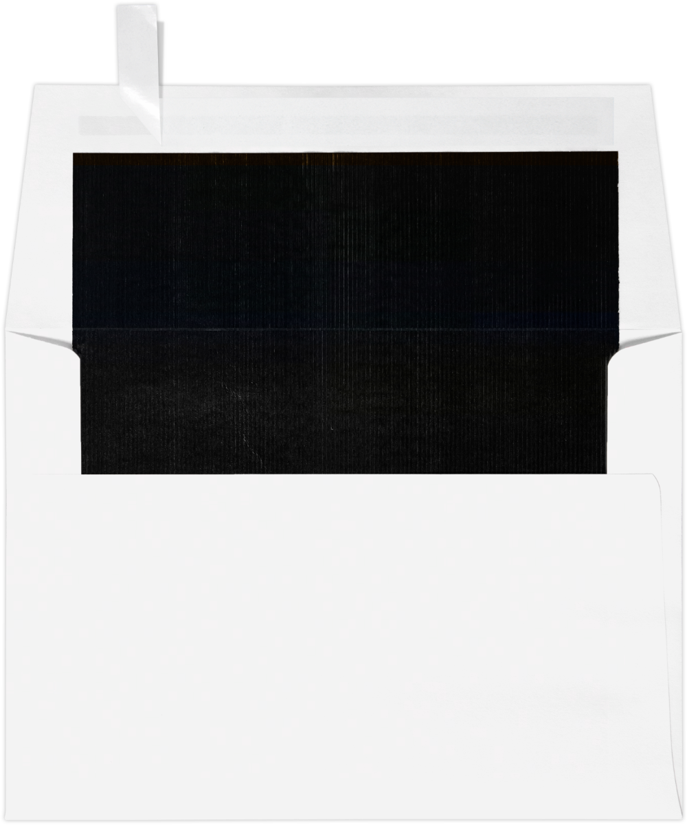 White with Black Foil Lining 24lb A6 Invitation Envelopes (4 3/4 x 6 1/2) with Peel & Seal