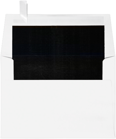White with Black Foil Lining 24lb A6 Invitation Envelopes (4 3/4 x 6 1/2) with Peel & Seal