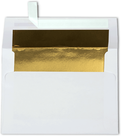 White with Gold Foil Lining 24lb A6 Invitation Envelopes (4 3/4 x 6 1/2) with Peel & Seal