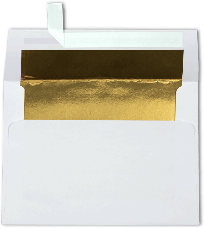 White with Gold Foil Lining 24lb A6 Invitation Envelopes (4 3/4 x 6 1/2) with Peel & Seal