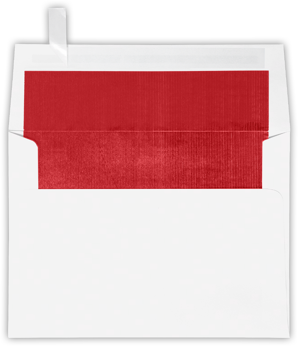 White with Red Foil Lining 24lb A7 Invitation Envelopes (5 1/4 x 7 1/4) with Peel & Seal