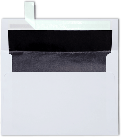 White with Black Foil Lining 24lb A7 Invitation Envelopes (5 1/4 x 7 1/4) with Peel & Seal