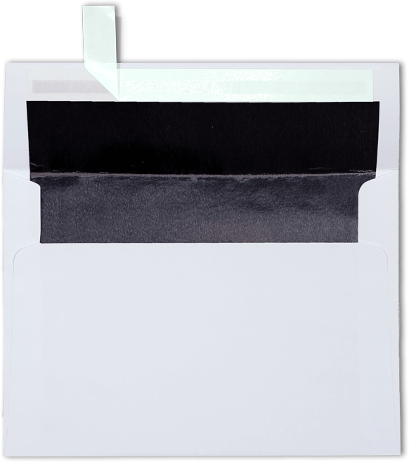 White with Black Foil Lining 24lb A7 Invitation Envelopes (5 1/4 x 7 1/4) with Peel & Seal