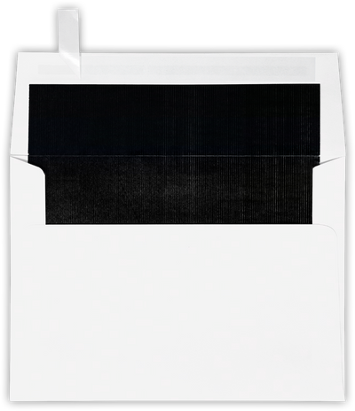 White with Black Foil Lining 24lb A7 Invitation Envelopes (5 1/4 x 7 1/4) with Peel & Seal