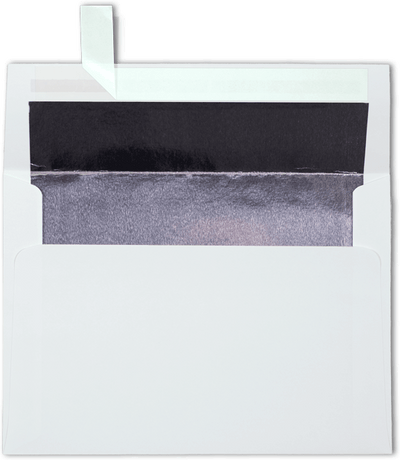 White with Silver Foil Lining 24lb A7 Invitation Envelopes (5 1/4 x 7 1/4) with Peel & Seal