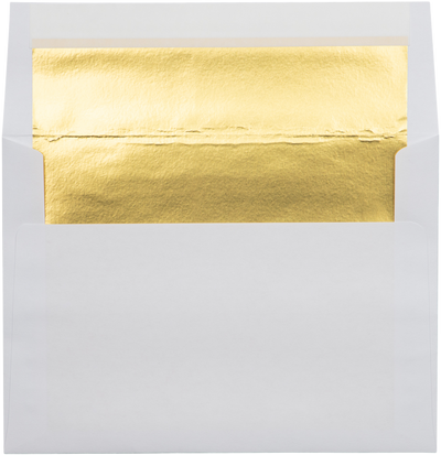 White with Gold Foil Lining 24lb A7 Invitation Envelopes (5 1/4 x 7 1/4) with Peel & Seal