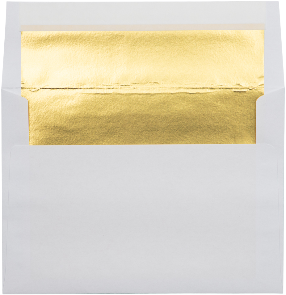 White with Gold Foil Lining 24lb A7 Invitation Envelopes (5 1/4 x 7 1/4) with Peel & Seal