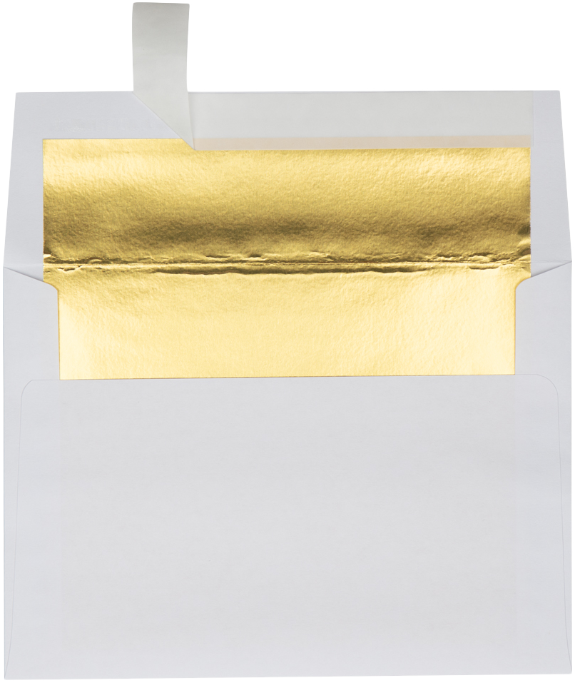 White with Gold Foil Lining 24lb A7 Invitation Envelopes (5 1/4 x 7 1/4) with Peel & Seal