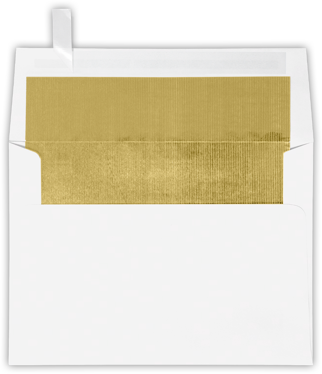 White with Gold Foil Lining 24lb A7 Invitation Envelopes (5 1/4 x 7 1/4) with Peel & Seal