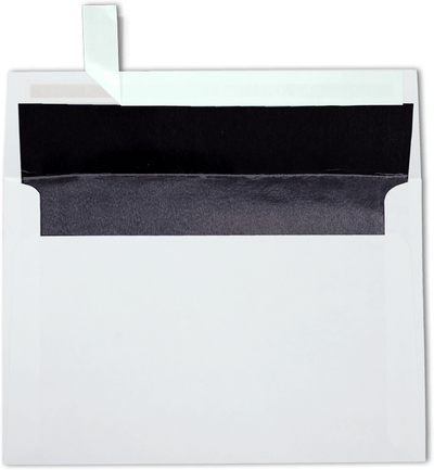 White with Black Foil Lining 24lb A8 Invitation Envelopes (5 1/2 x 8 1/8) with Peel & Seal