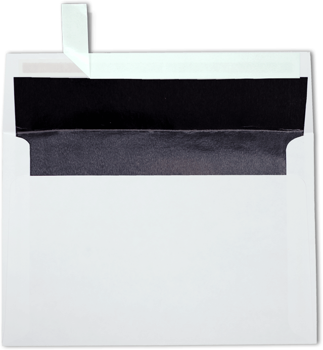 White with Black Foil Lining 24lb A8 Invitation Envelopes (5 1/2 x 8 1/8) with Peel & Seal
