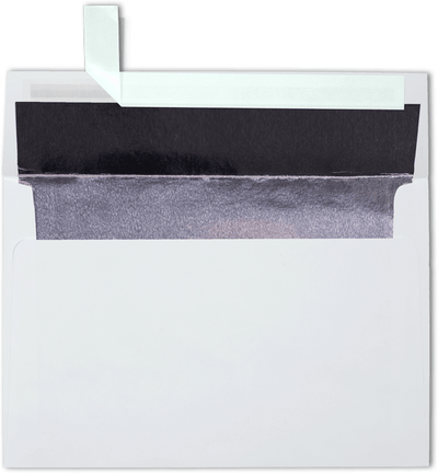 White with Silver Foil Lining 24lb A8 Invitation Envelopes (5 1/2 x 8 1/8) with Peel & Seal