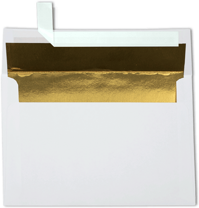 White with Gold Foil Lining 24lb A8 Invitation Envelopes (5 1/2 x 8 1/8) with Peel & Seal