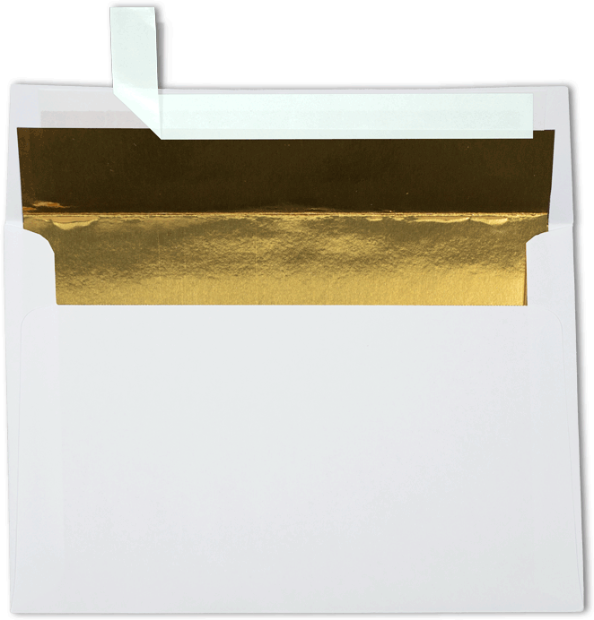 White with Gold Foil Lining 24lb A8 Invitation Envelopes (5 1/2 x 8 1/8) with Peel & Seal