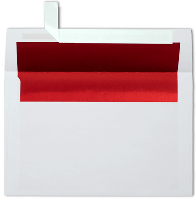 White with Red Foil Lining 24lb A9 Invitation Envelopes (5 3/4 x 8 3/4) with Peel & Seal