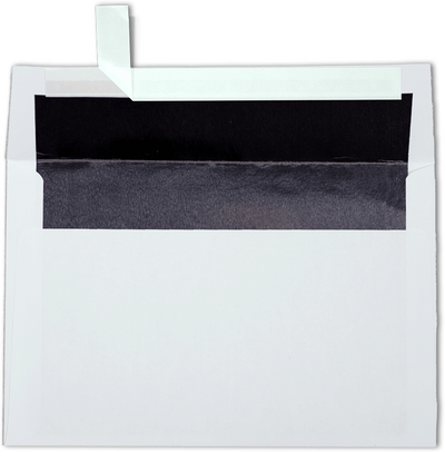 White with Black Foil Lining 24lb A9 Invitation Envelopes (5 3/4 x 8 3/4) with Peel & Seal
