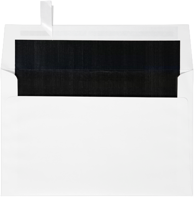 White with Black Foil Lining 24lb A9 Invitation Envelopes (5 3/4 x 8 3/4) with Peel & Seal