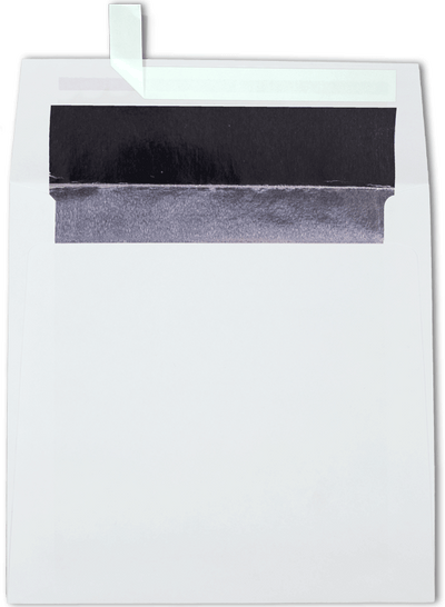 White with Silver Foil Lining 24lb 6 1/2 x 6 1/2 Square Envelopes with Peel & Seal