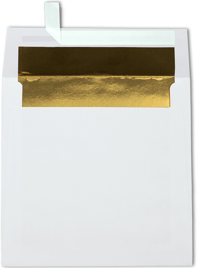 White with Gold Foil Lining 24lb 6 1/2 x 6 1/2 Square Envelopes with Peel & Seal