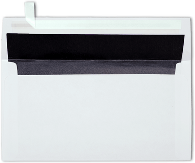 White with Black Foil Lining 24lb Photo Greeting Invitation Envelopes (4 3/8 x 8 1/4) with Peel & Seal