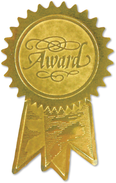 Gold Award Ribbon 1 1/2 x 2 Embossed Foil Seals