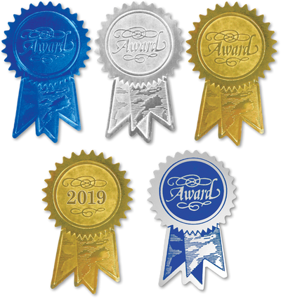 Gold Award Ribbon 1 1/2 x 2 Embossed Foil Seals