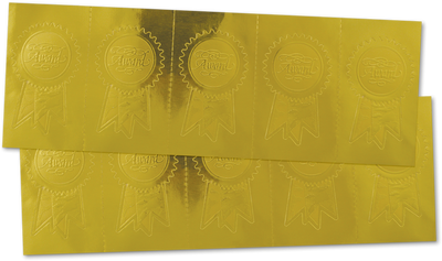 Gold Award Ribbon 1 1/2 x 2 Embossed Foil Seals