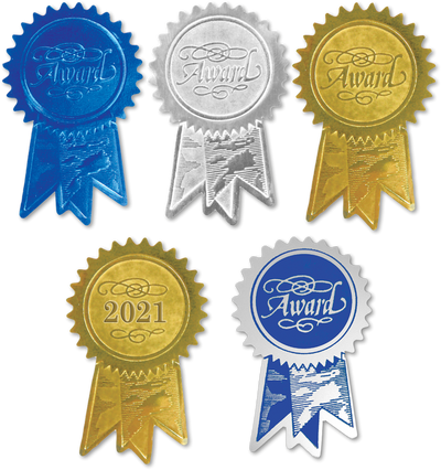 Award Ribbon 1 1/2 x 2 Embossed Foil Seals