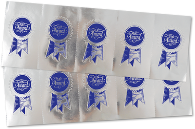 Award Ribbon 1 1/2 x 2 Embossed Foil Seals