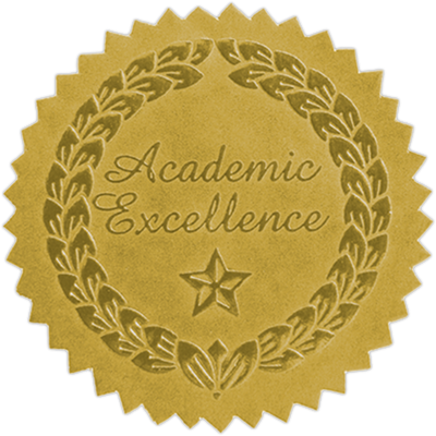 Gold Academic Excellence 1 1/2 Inch Embossed Foil Seals