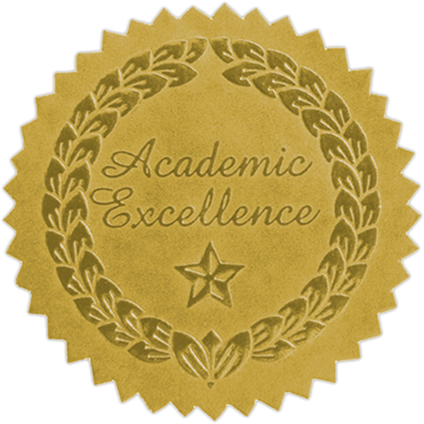 Gold Academic Excellence 1 1/2 Inch Embossed Foil Seals