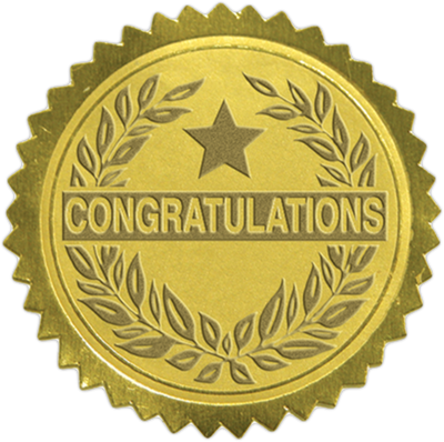 Gold Congratulations 1 1/2 Inch Embossed Foil Seals