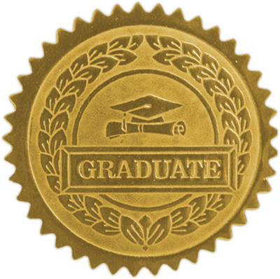 Gold Graduate 1 1/2 Inch Embossed Foil Seals
