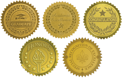 Gold Excellence 1 1/2 Inch Embossed Foil Seals