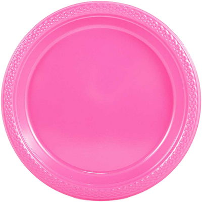 Fuchsia Pink Large Plastic Plates (10 1/4 Inch) - 20 Pack