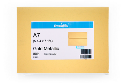 Gold Metallic 32lb A7 Invitation Envelopes (5 1/4 x 7 1/4) with Peel & Seal