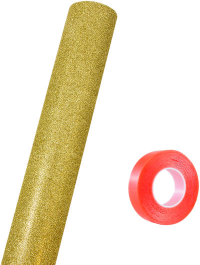Gold Glitter Wrapping Paper with Tape with Double-Sided Tape Set (25 Sq Ft)