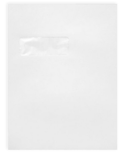 White 28lb 9 x 12 Open End Window Envelopes with Peel & Seal