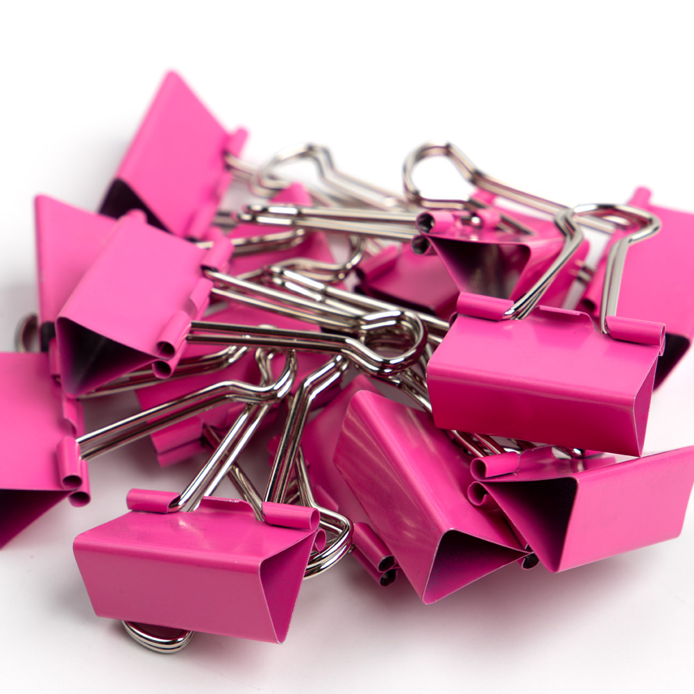 Pink Medium 32mm Binder Clips - 15 Pack